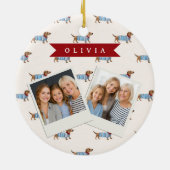 Personalized Preppy Cute Dachshund Dog Pattern Keramik Ornament (Hinten)