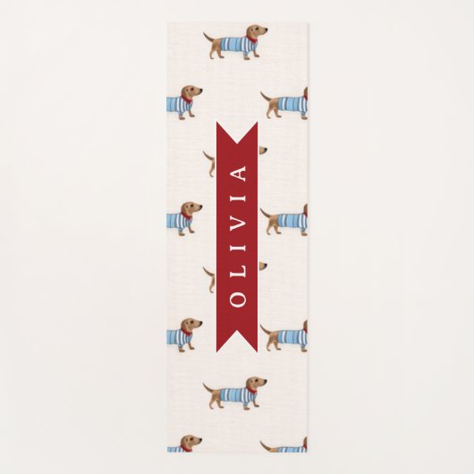 Personalized Preppy Cute Dachshund Dog Pattern Yogamatte (Vorderseite)