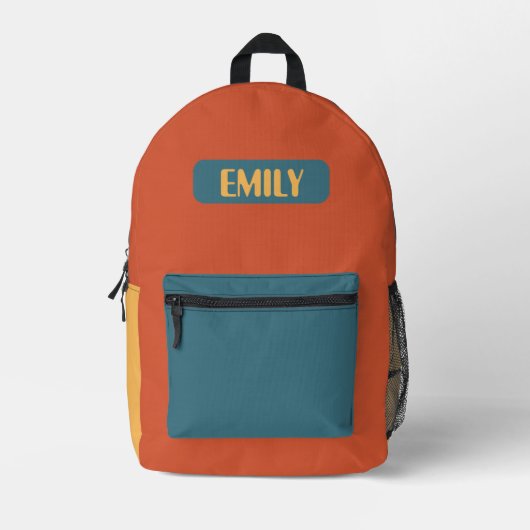 Personalized Preschool Backpack – Retro Color Bloc Bedruckter Rucksack (Vorderseite)