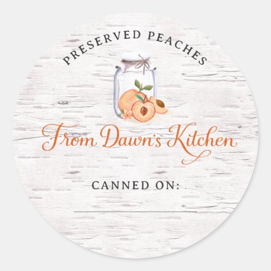 Personalized Preserved Peaches Canning Stickers (Vorderseite)
