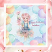 Personalized Pretty Blue Fairy Birthday Napkins  Serviette