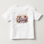 Personalized Princess Floral Kids T-Shirt (Vorderseite)