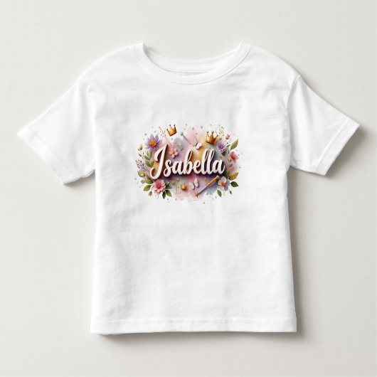 Personalized Princess Floral Kids T-Shirt (Vorderseite)