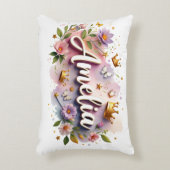 Personalized Princess Floral Name Dekokissen (Vorderseite(Vertikal))
