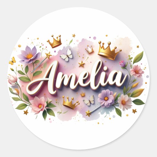 Personalized  Princess Floral Name Stickers  (Vorderseite)