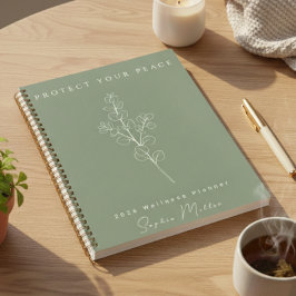 Personalized Protect Your Peace 2026 Sage Green Planer