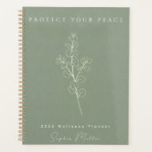 Personalized Protect Your Peace 2026 Sage Green Planer (Vorderseite)