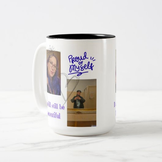 Personalized "Proud of Myself" mug - personal phot Zweifarbige Tasse (Vorderseite Links)