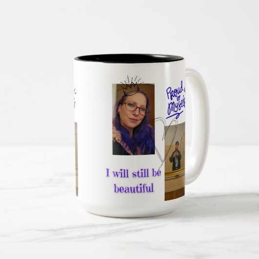 Personalized "Proud of Myself" mug - personal phot Zweifarbige Tasse (VorderseiteRechts)