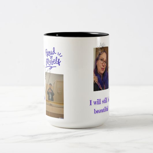 Personalized "Proud of Myself" mug - personal phot Zweifarbige Tasse (Mittel)