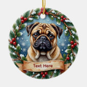 Personalized Pug Christmas Keramik Ornament (Vorne)