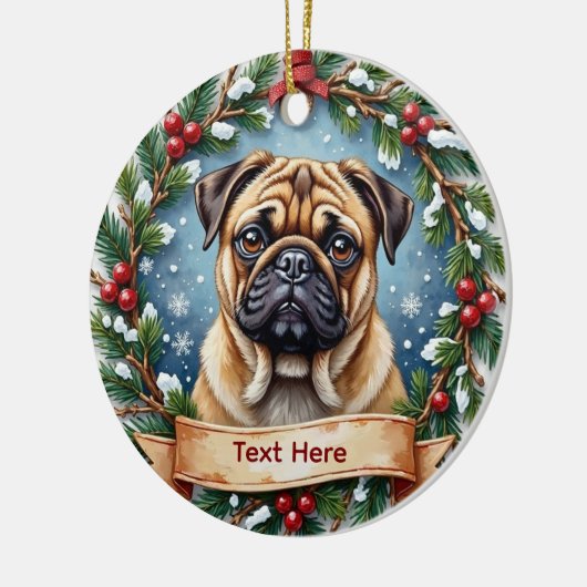 Personalized Pug Christmas Keramik Ornament (Links)