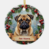 Personalized Pug Christmas Keramik Ornament (Vorne)