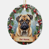 Personalized Pug Christmas Keramik Ornament (Links)