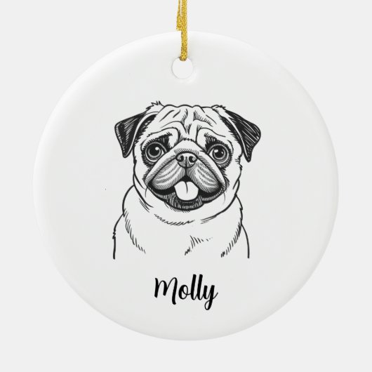 Personalized Pug Dog Christmas Keramik Ornament (Hinten)