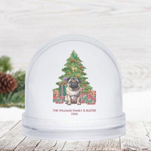 Personalized Pug Dog Christmas Schneekugeln