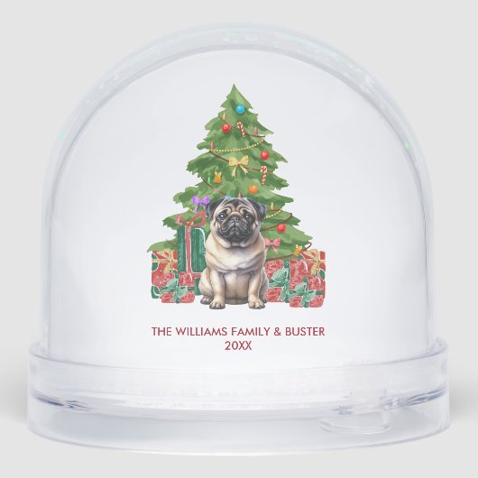 Personalized Pug Dog Christmas Schneekugeln (Rückseite)