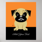 Personalized Pug On Orange Background Poster (Vorne)