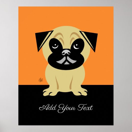 Personalized Pug On Orange Background Poster (Vorne)
