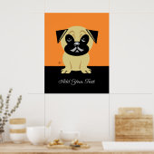 Personalized Pug On Orange Background Poster (Küche)