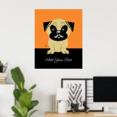 Personalized Pug On Orange Background Poster (Heimbüro)