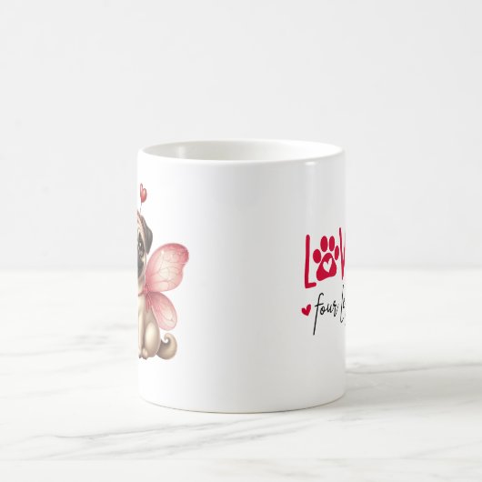 Personalized Pug Valentine's Day Kaffeetasse (Mittel)