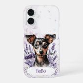 Personalized Pup Phone Case – Min Pin iPhone 16 Hülle (Rückseite)