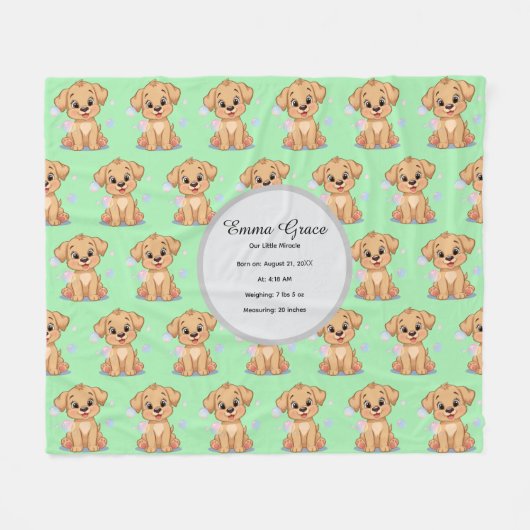 Personalized Puppy Baby Blanket Fleecedecke (Vorderseite (Horizontal))
