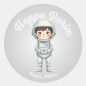 Personalized Purim Sticker – Boy Robot Theme (Vorderseite)