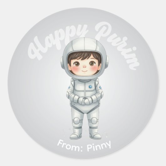 Personalized Purim Sticker – Boy Robot Theme (Vorderseite)