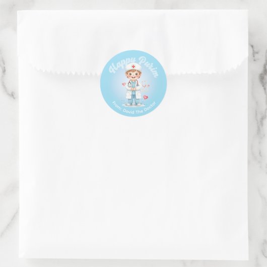 Personalized Purim Sticker – Doctor Theme (Tasche)