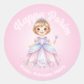 Personalized Purim Sticker – Princess Theme (Vorderseite)
