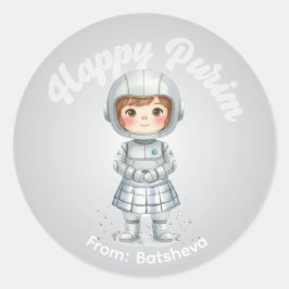 Personalized Purim Sticker – Robot Theme