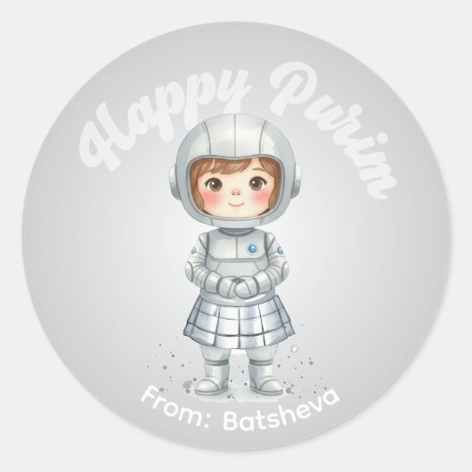 Personalized Purim Sticker – Robot Theme (Vorderseite)