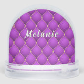 Personalized Purple and Gold Custom Name Schneekugeln (Rückseite)