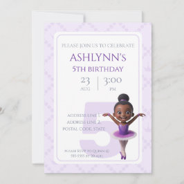 Personalized Purple Ballerina Ballet Birthday Einladung