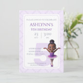 Personalized Purple Ballerina Ballet Birthday Einladung (Stehend Vorderseite)