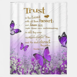 Personalized Purple Butterfly Proverbs 3:5-6 Relig Fleecedecke
