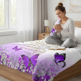 Personalized Purple Butterfly Proverbs 3:5-6 Relig Fleecedecke