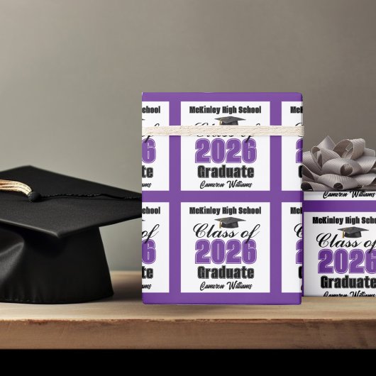 Personalized Purple Class of 2026 Graduation Geschenkpapier