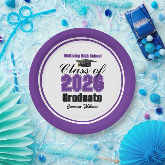 Personalized Purple Class of 2026 Graduation Party Pappteller (Party)