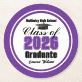 Personalized Purple Class of 2026 Graduation Party Runder Pappuntersetzer (Vorderseite)