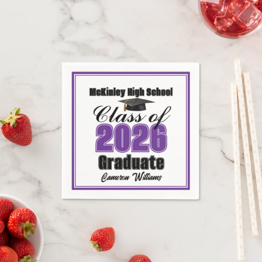 Personalized Purple Class of 2026 Graduation Party Serviette (Beispiel)