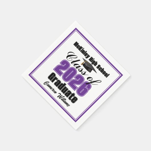 Personalized Purple Class of 2026 Graduation Party Serviette (Ecke)