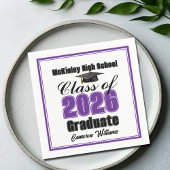 Personalized Purple Class of 2026 Graduation Party Serviette