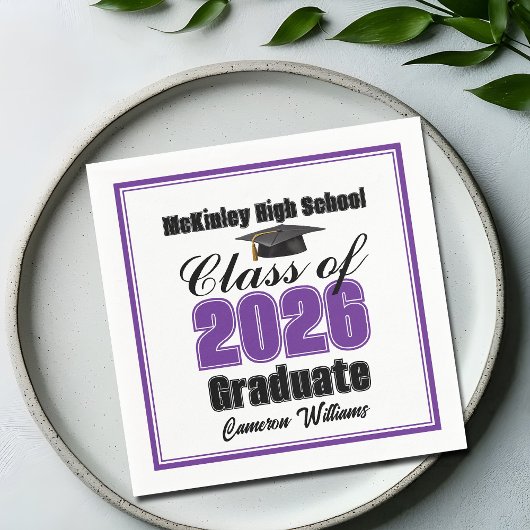 Personalized Purple Class of 2026 Graduation Party Serviette