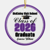Personalized Purple Class of 2026 Graduation Photo Keramik Ornament (Vorne)