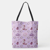 Personalized Purple Cowgirl Wild West Pattern Tasche (Rückseite)