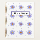 Personalized Purple Daisy Notebook Custom Name Planer (Vorderseite)