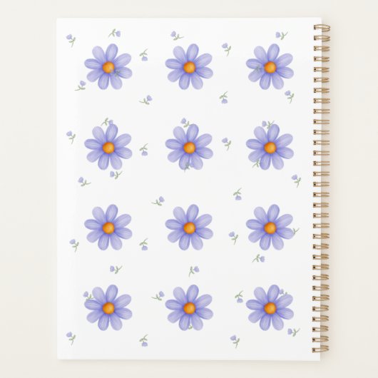 Personalized Purple Daisy Notebook Custom Name Planer (Rückseite)